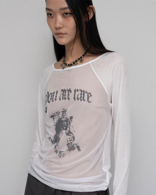 YAR MESH RAGLAN LONG SLEEVE TOP, IVORY