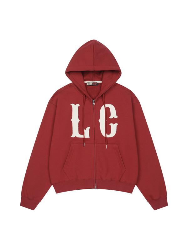LSC LC LOGO APPLIQUE 2WAY HOODIE ZIP-UP (RED)
