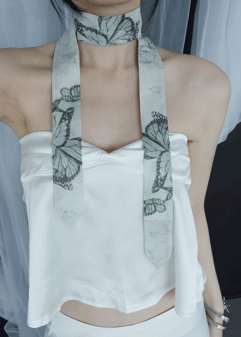butterfly scarf | 오리엔탈 나비 실키 타이 스카프