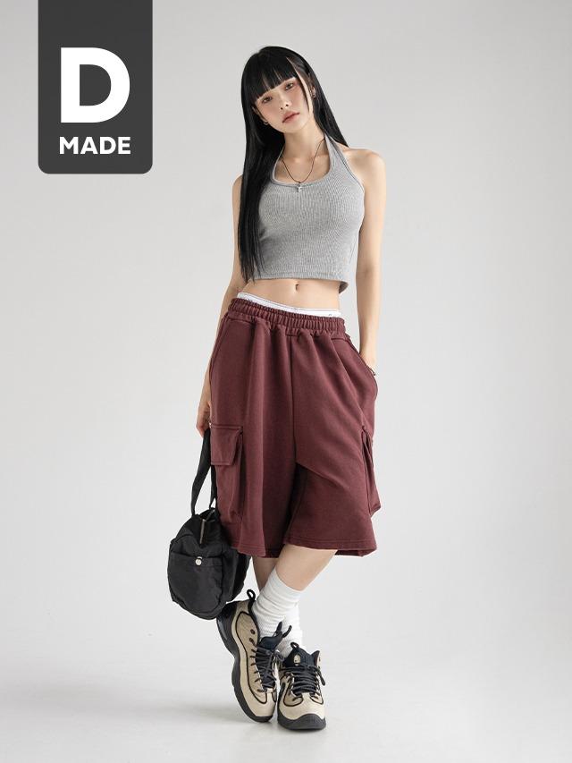 당당걸 [MADE] 빅사이즈 S-4XL 베디 버뮤다 카고 트레이닝 와이드 밴딩 하프 팬츠 남녀공용 코튼 쭈리 5부 반바지
