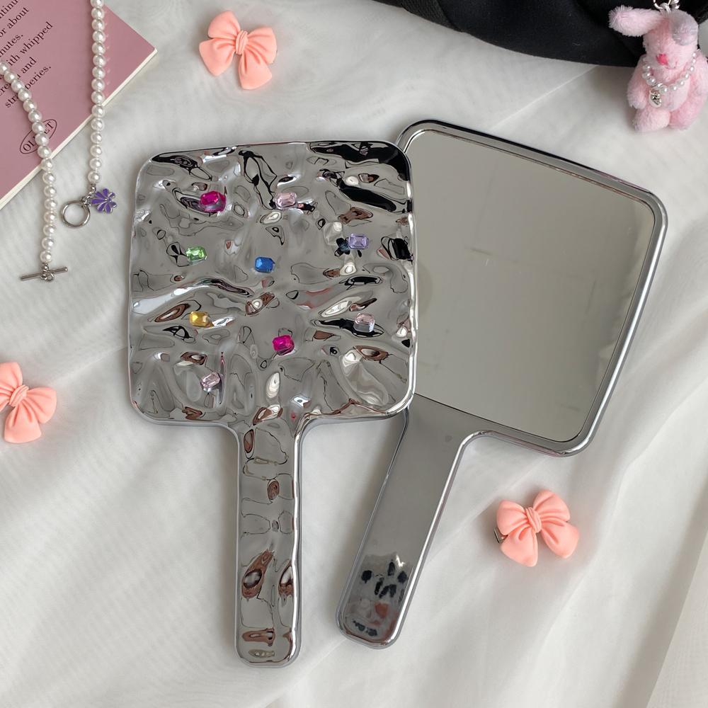 케이트가든 보석 손거울 실버 사각 휴대용 메이크업 거울 (소 사이즈)