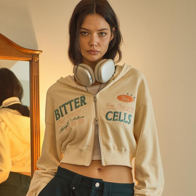 Noir Hood Zip up(Crop Fit)-Cream