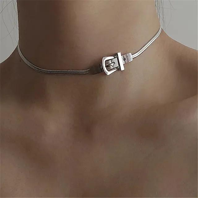 snake silver chain necklace / 당일출고 스네이크 실버 버클 체인 초커 목걸이 심플 글램 유니크 y2k