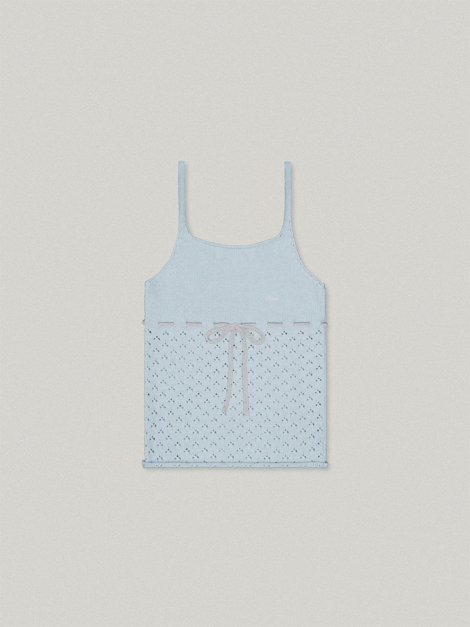 Agape Ribbon Sleeveless Knit - Blue아가페 리본 슬리브리스 니트