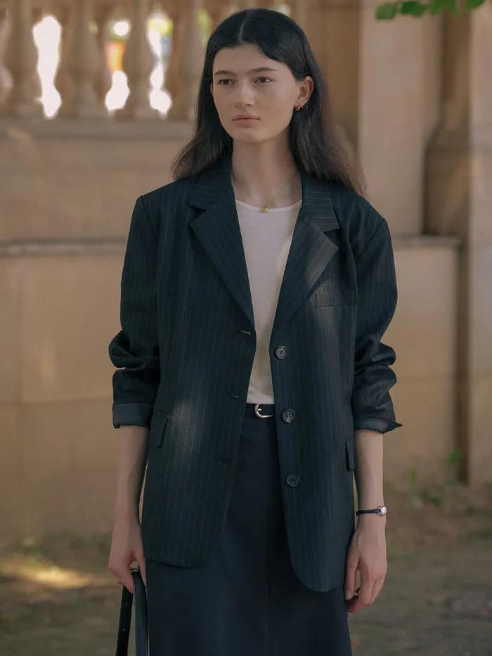 Tailor pin stripe jacket TIFA01JK02_Black