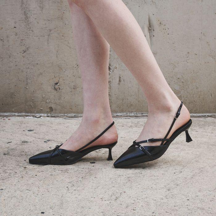 [단독] 더블버클 키튼힐 슬링백 412412004 (5cm/3colors)