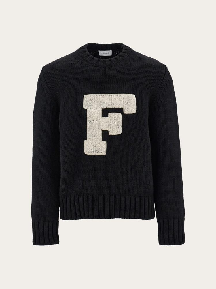 F 디테일 크루넥 스웨터 - 남성 | Ferragamo