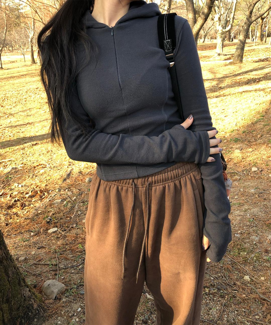 Fleece hoodie half zip-up-3color