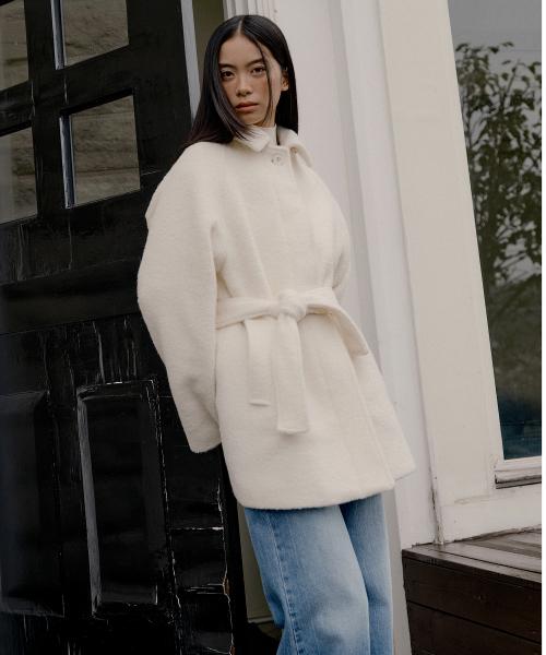 Alpaca Wool Half Coat (ivory)