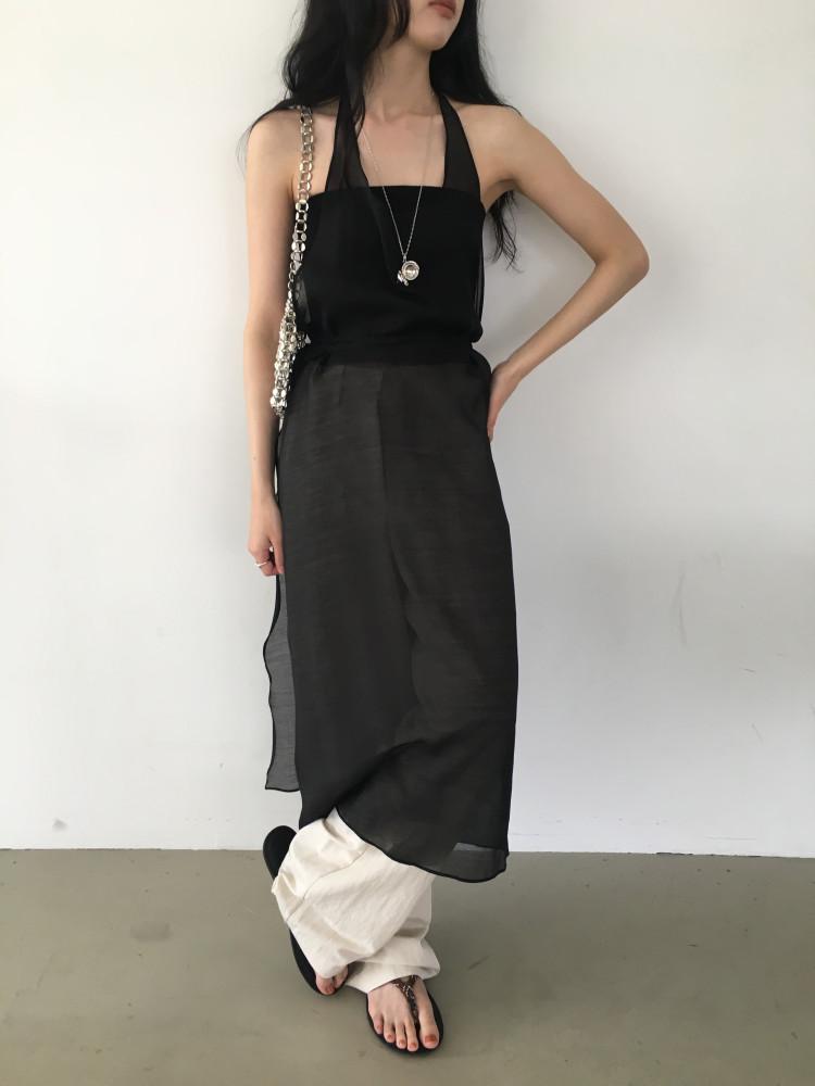 홀터넥 시스루 랩원피스 3color