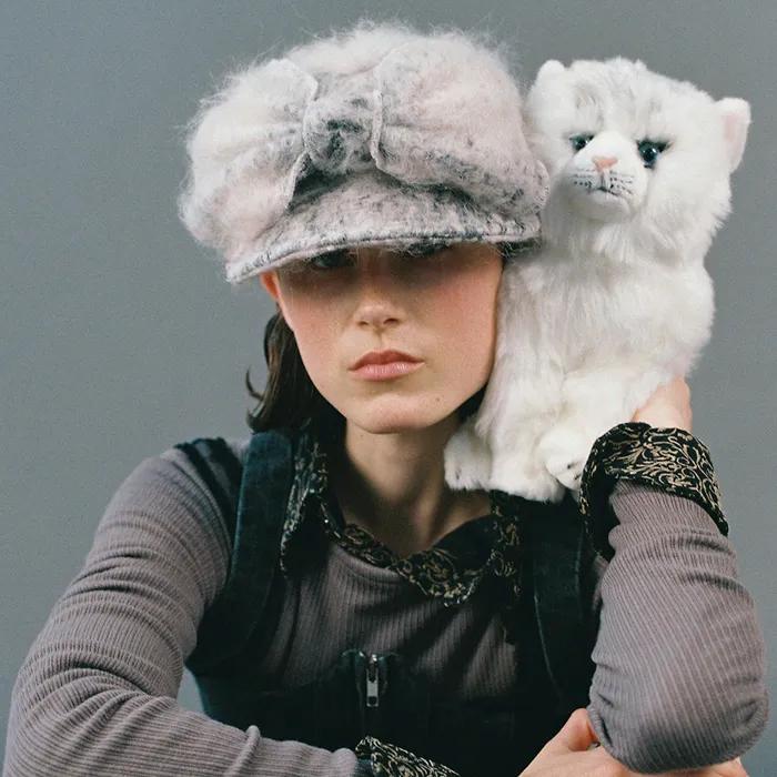 BELLBOY CAP_RIBBON_SNOW PINK