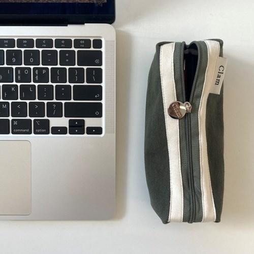 Clam round pencilcase _ Khaki