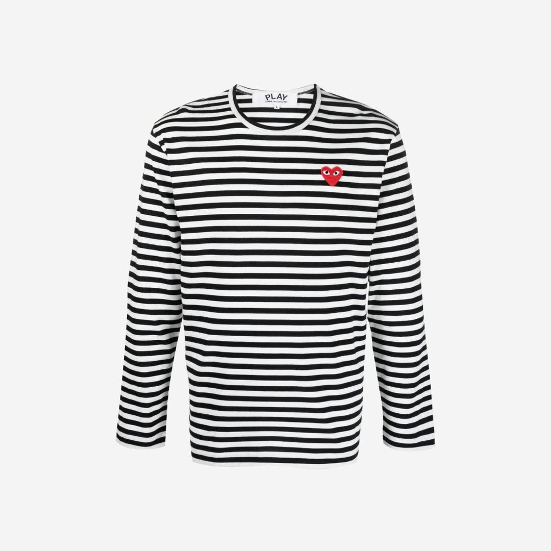 Play Comme des Garcons Striped LS T-Shirt Black White