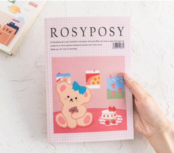 다꾸 더이쁜 ROSYPOSY V3 핑크 곰돌이 매거진 스티커북