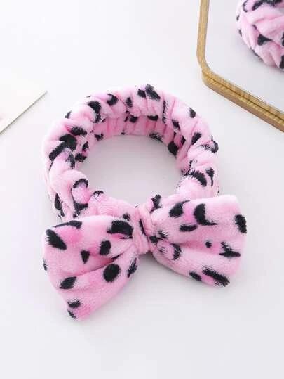 1pc Leopard Print Bath Headband, Modern Polyester Soft Hair Band For Bathroom