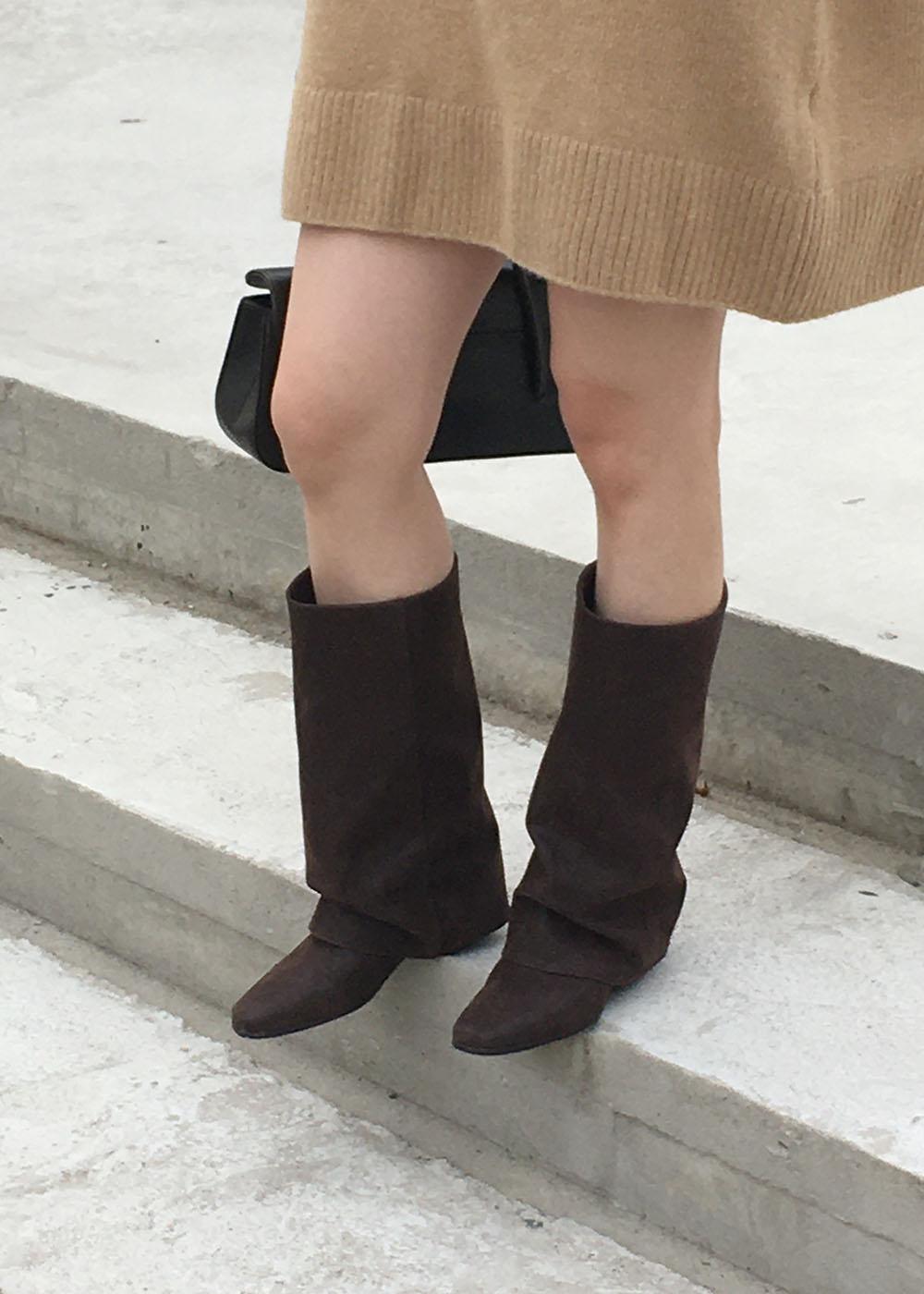 와이드 셔링 폴드 롱부츠 (3color)