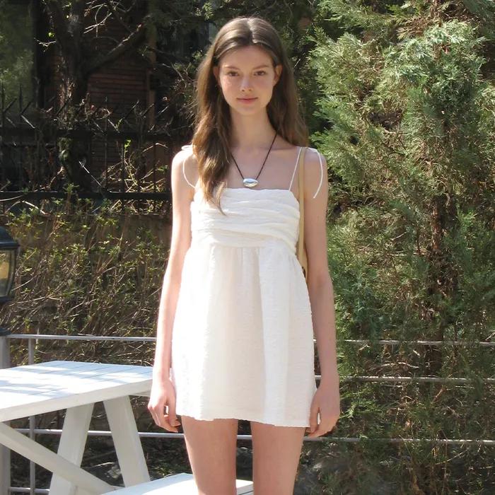 [6th] Rony Shirring Mini Dress - Ivory