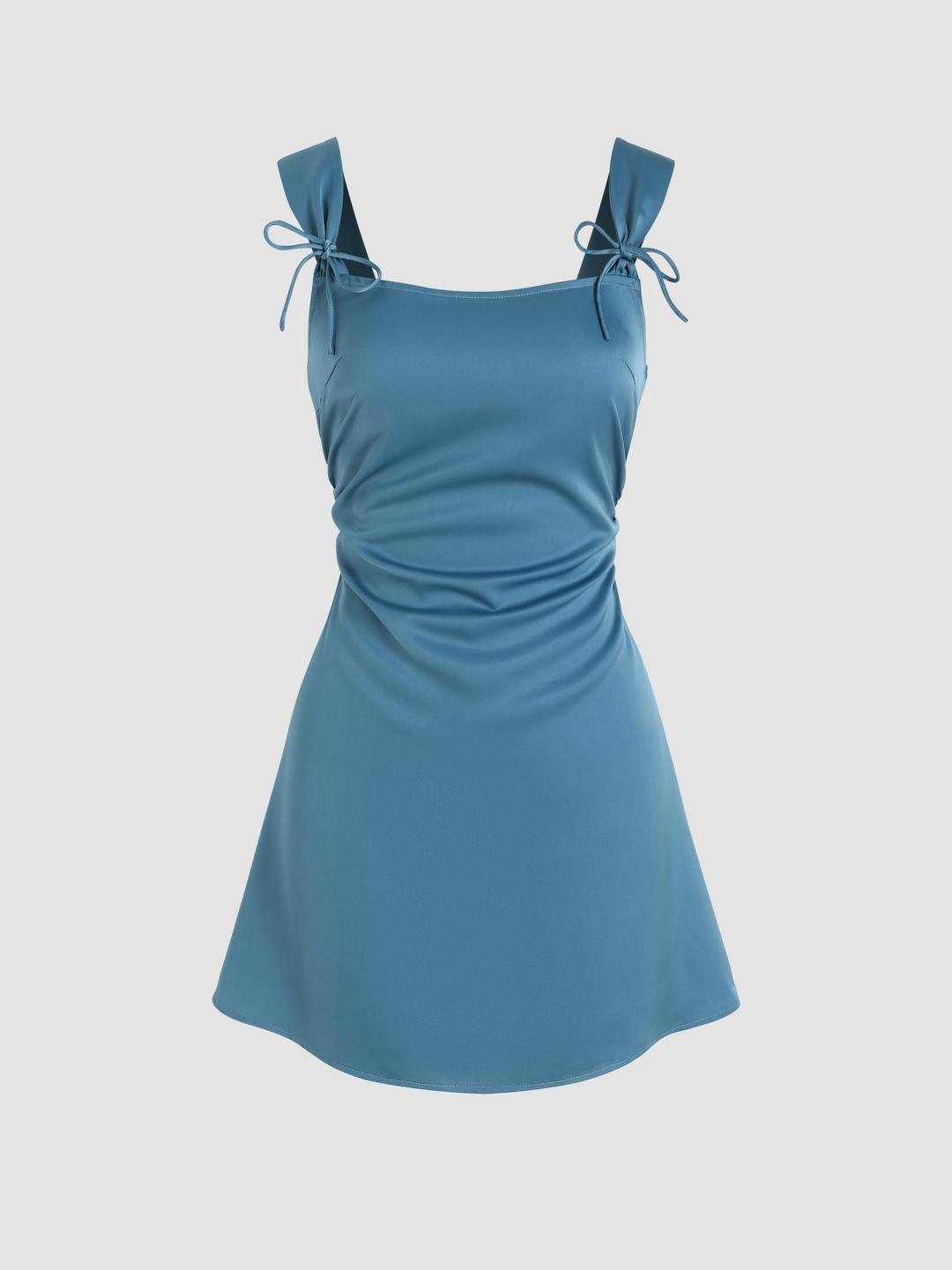 러플 리본 매듭 미니 원피스