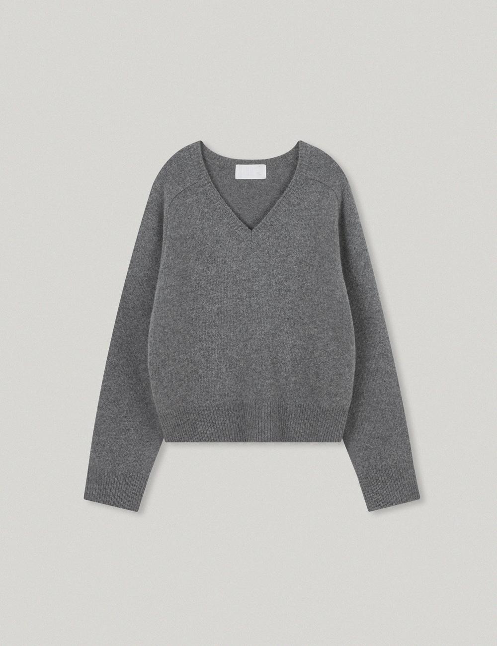 Wool V Neck Knit_Grey