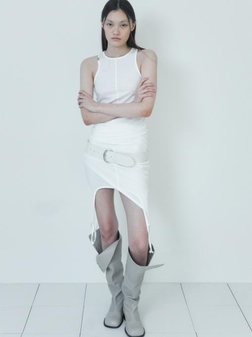 TENCEL GARTER TOP SKIRT / WHITE