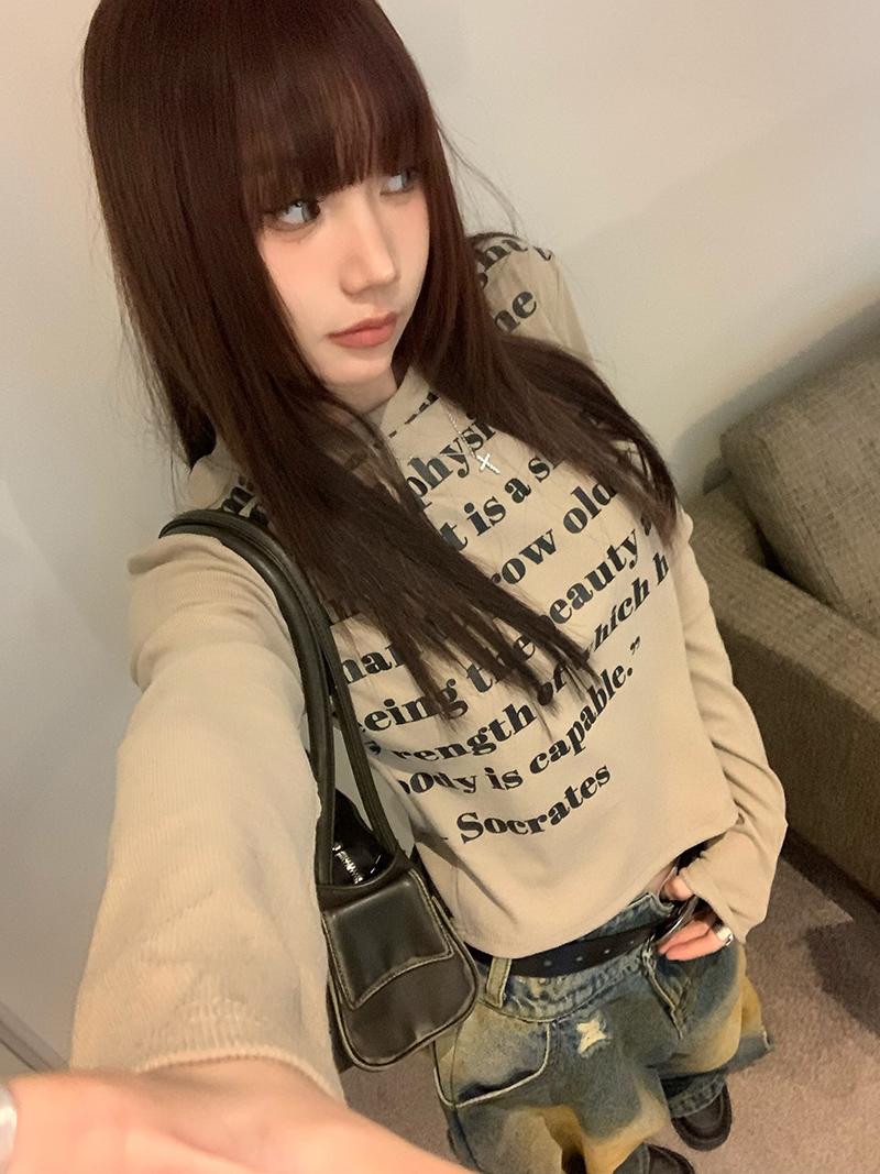 레터 프린팅 긴팔 풀오버 티셔츠 롱슬리브티