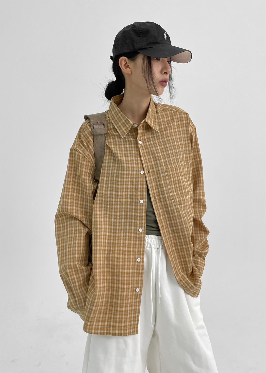 블랙업 (UNISEX) 룬데 오버핏 체크셔츠