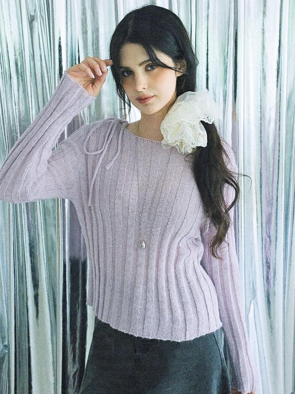 Shoulder Tie Rib Knit