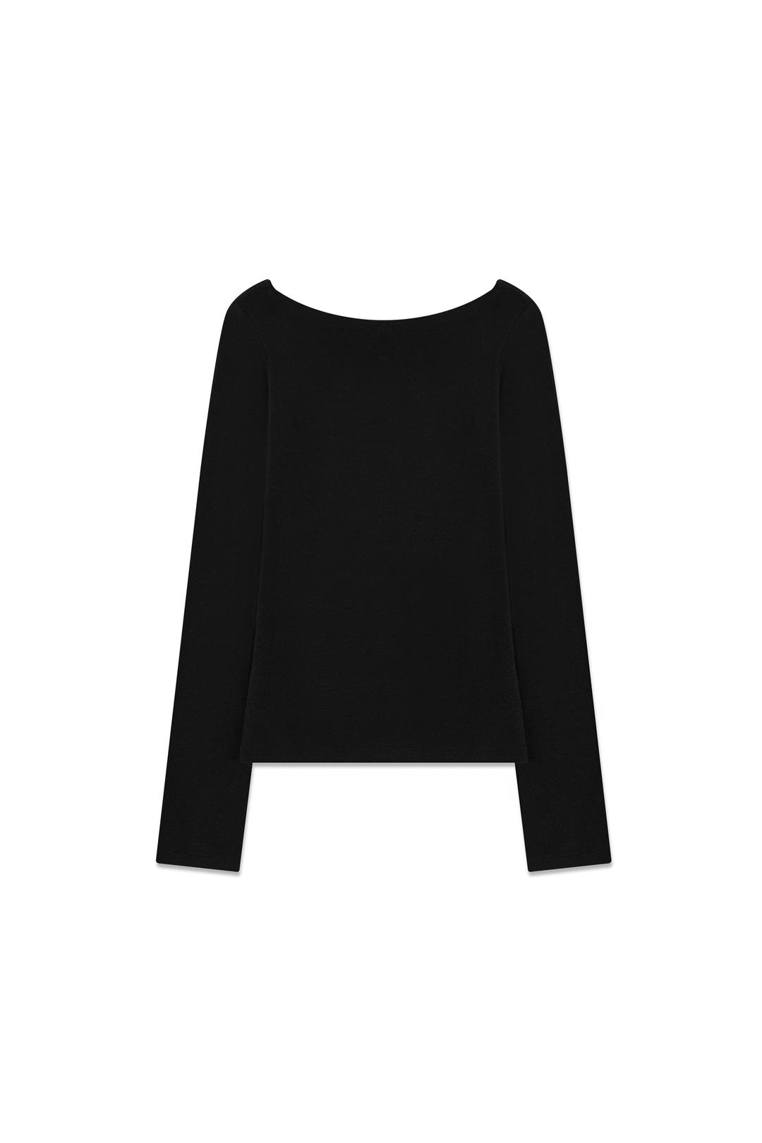 WOOL BACK SCOOP NECK T-SHIRTS (BLACK)