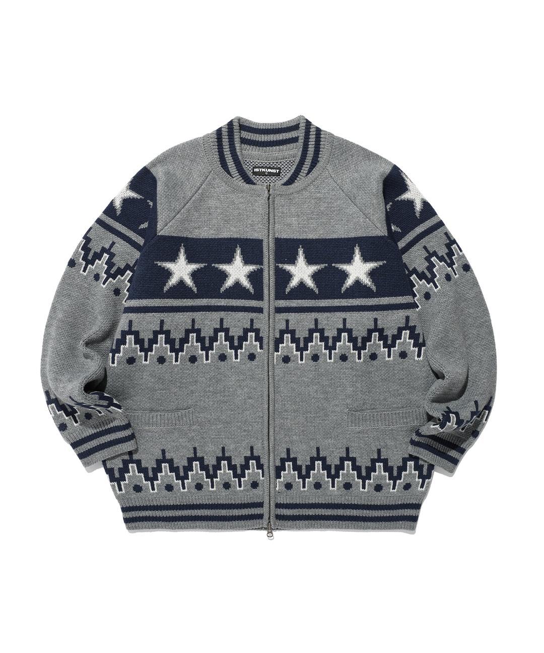 star cowichan knit cardigan_grey