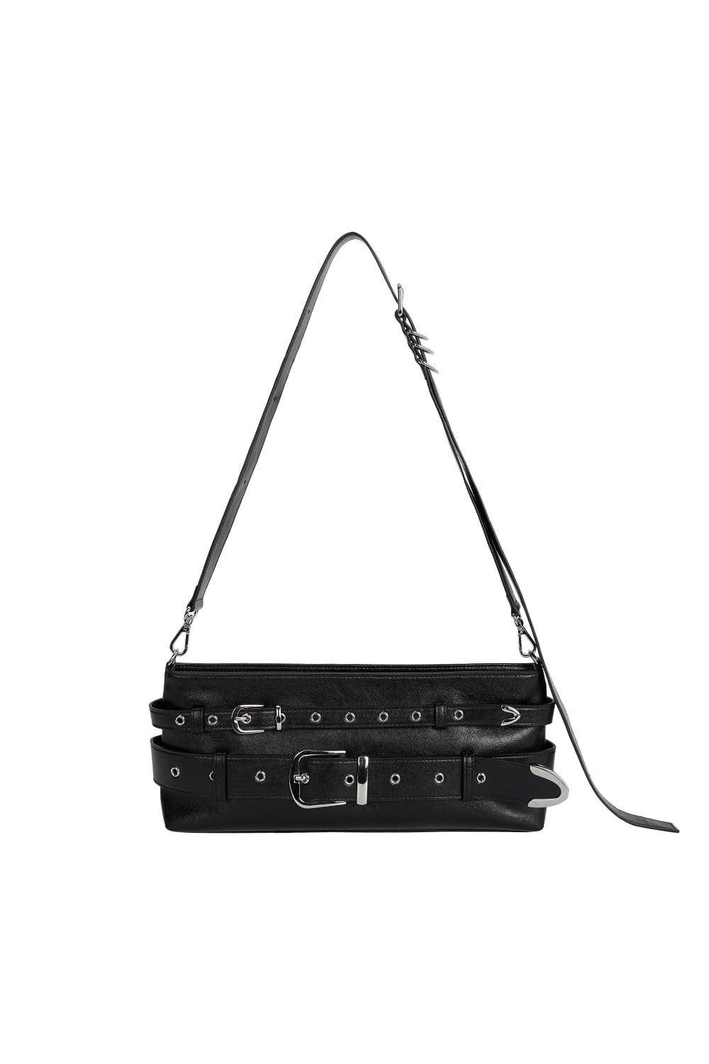 Multi Belted Shoulder Bag [ Black ]