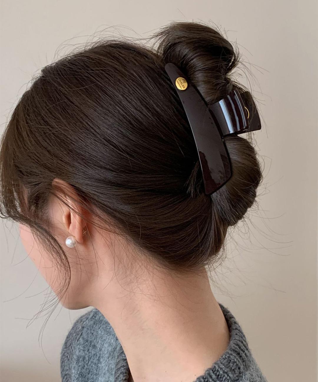 블루아925 마룬 대형 헤어집게핀 12cm (블랙, 브라운)