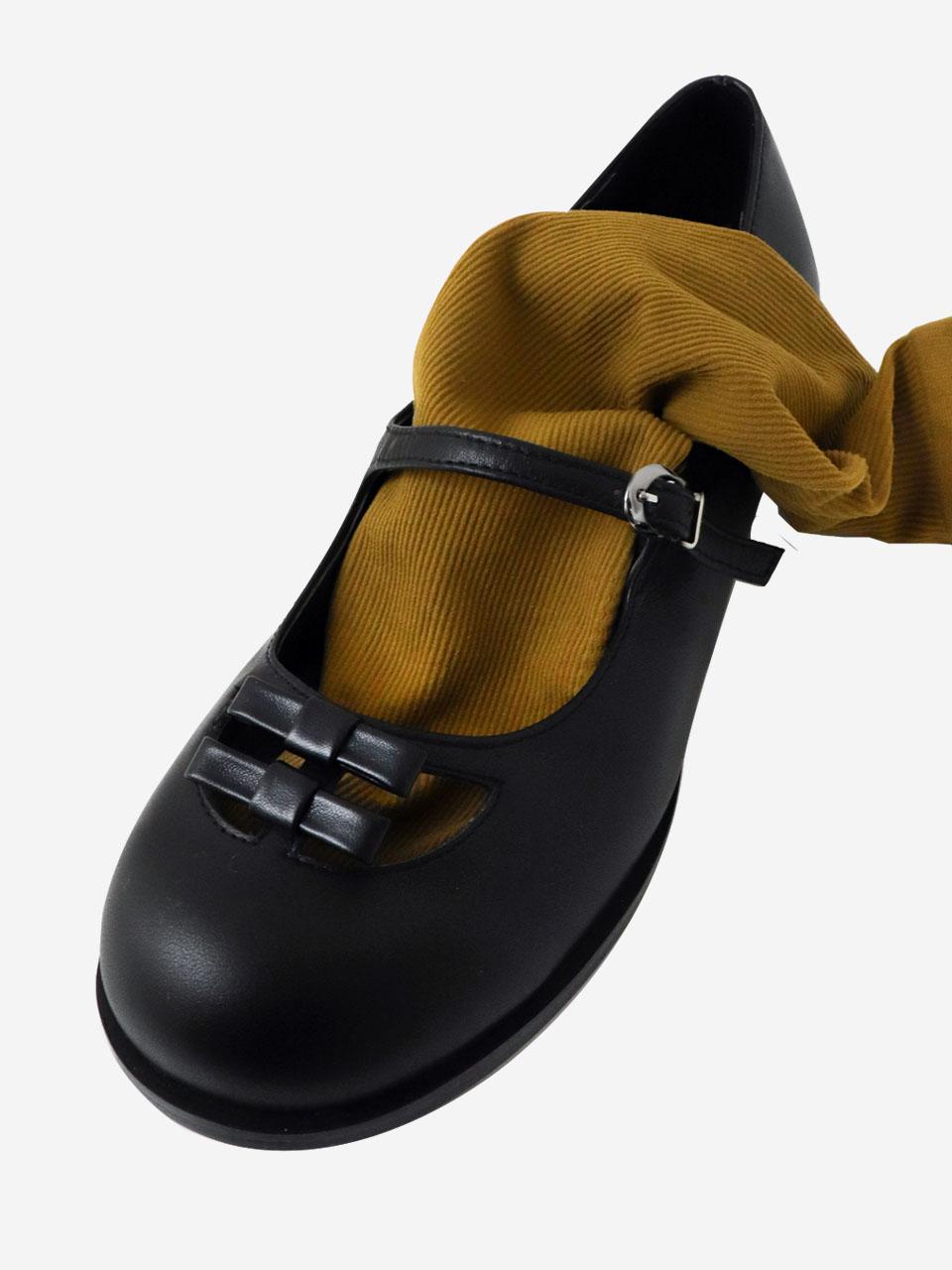 [머씨크라운] 비밍스마일 메리제인 2cm 플랫 _ 리본트윈스 _ 블랙