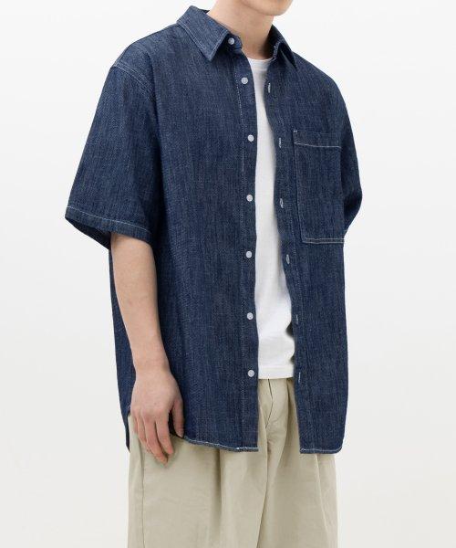 TSL01 섬머 데님 하프 셔츠 (RAW INDIGO)