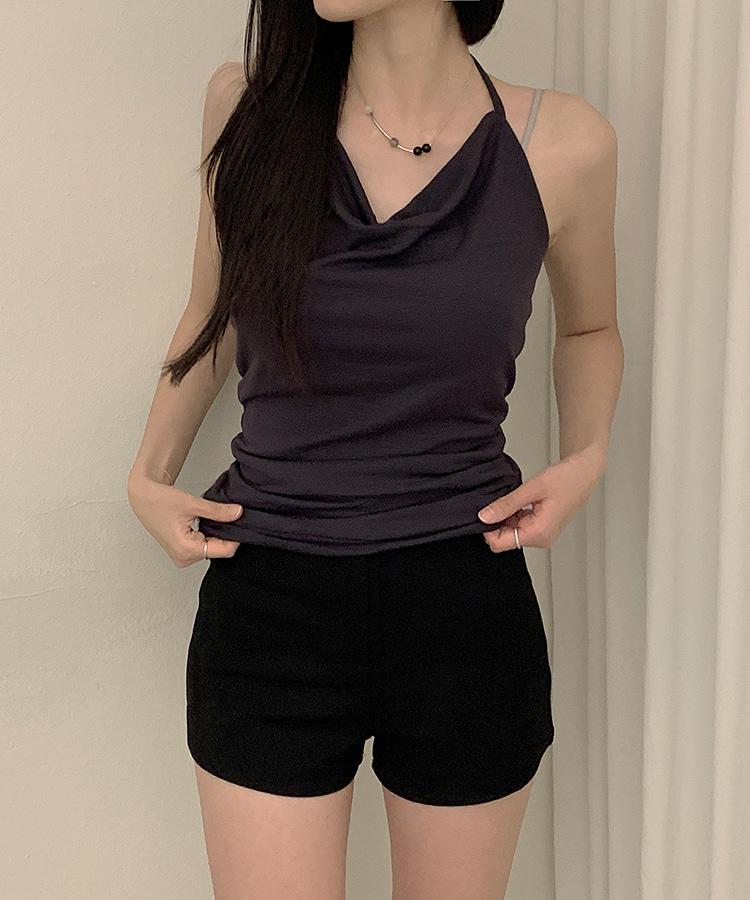 리나 드레이프 홀터 슬리브리스 (2color)