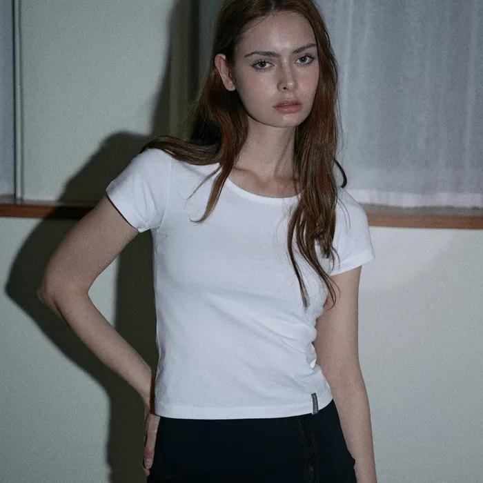 BACK LINE HALF TEE-WHITE