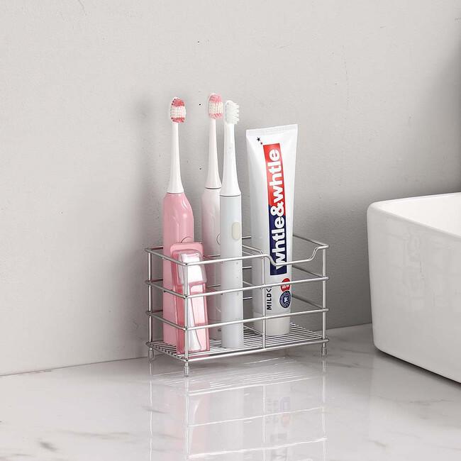 스텐 심플 치약 칫솔꽂이 2colors + 벽걸이 접착스티커 2매