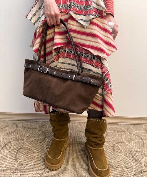 belted boat bag (suede brown)