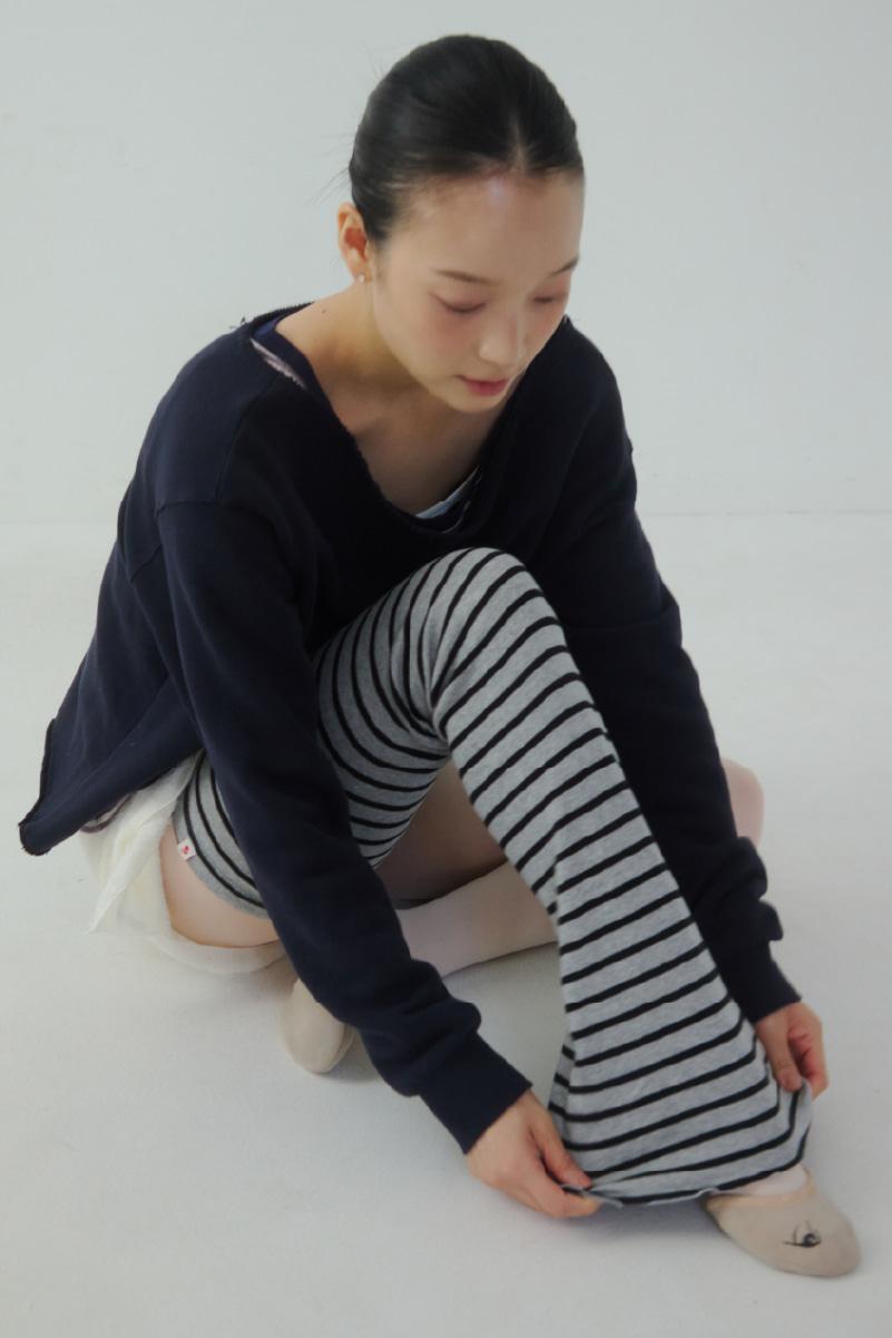 [2nd-order] Leg warmer Full length _ Grey/Black Stripe
