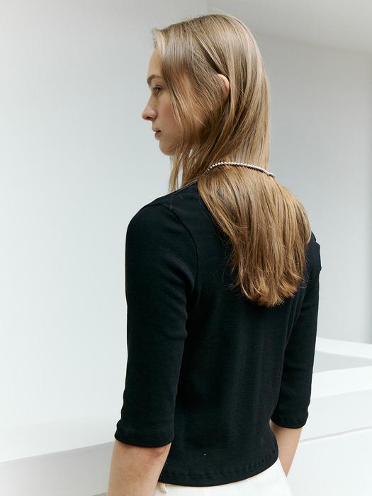 Cotton Half Cardigan_Black