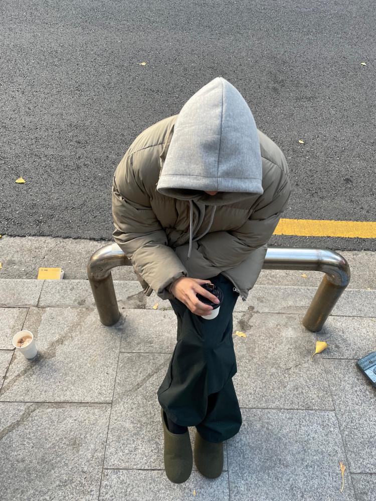 [Yoc] Natural wellon paddding 웰론 숏 오버핏 그레이 브라운 패딩