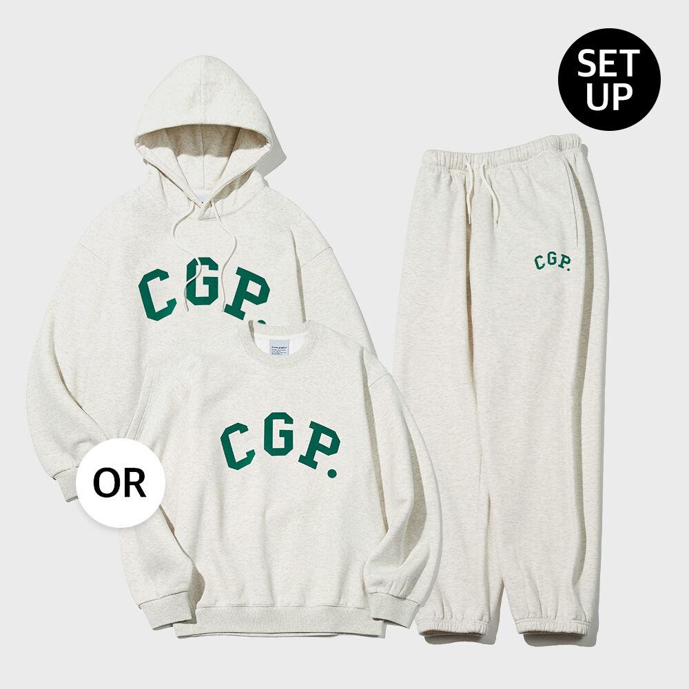 [SET] (맨투맨 OR 후드 선택) CGP 심플 로고 트레이닝 셋업_오트밀