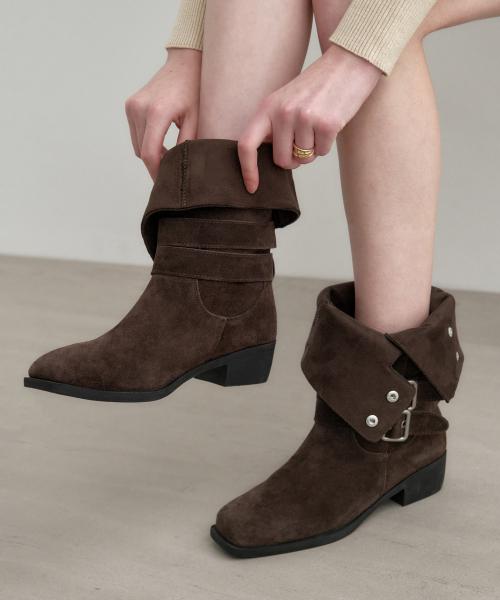 2-way 카우 레더 스웨이드 버클 미들 부츠 MDAC043_2 Colors