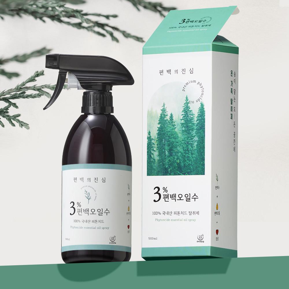 3%편백오일수 천연 피톤치드 편백수 스프레이 편백 나무 오일 30,000ppm함유 새집증후군 새집 새가구 냄새 제거 방법 탈취제 500ml