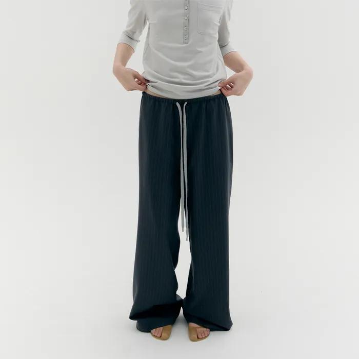 RELAXED WIDE STRIPE PANTS, CHARCOAL