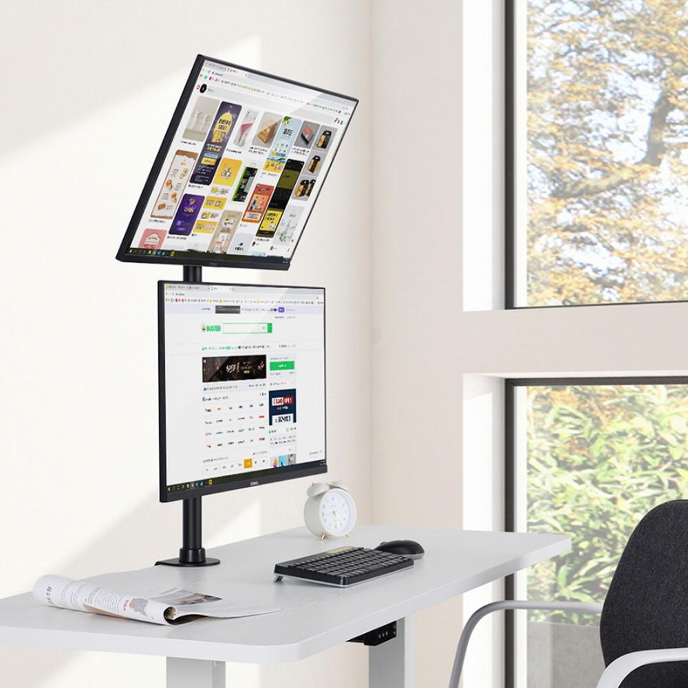 [카멜마운트 대리점]세로형 상하 듀얼모니터 거치대 FMA-V2 블랙 모니터 스탠드 거치대