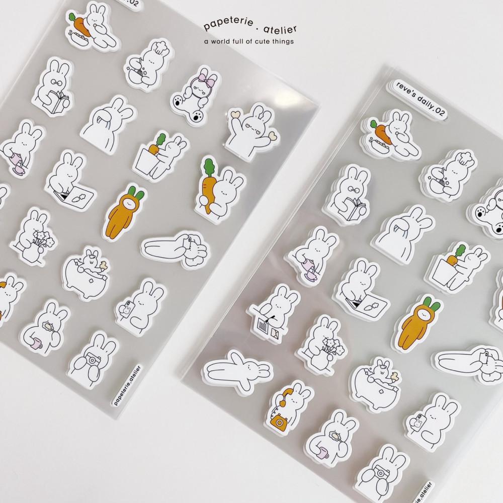 reve's daily 02 removable sticker / 토끼 다이어리꾸미기 리무버블 씰 스티커