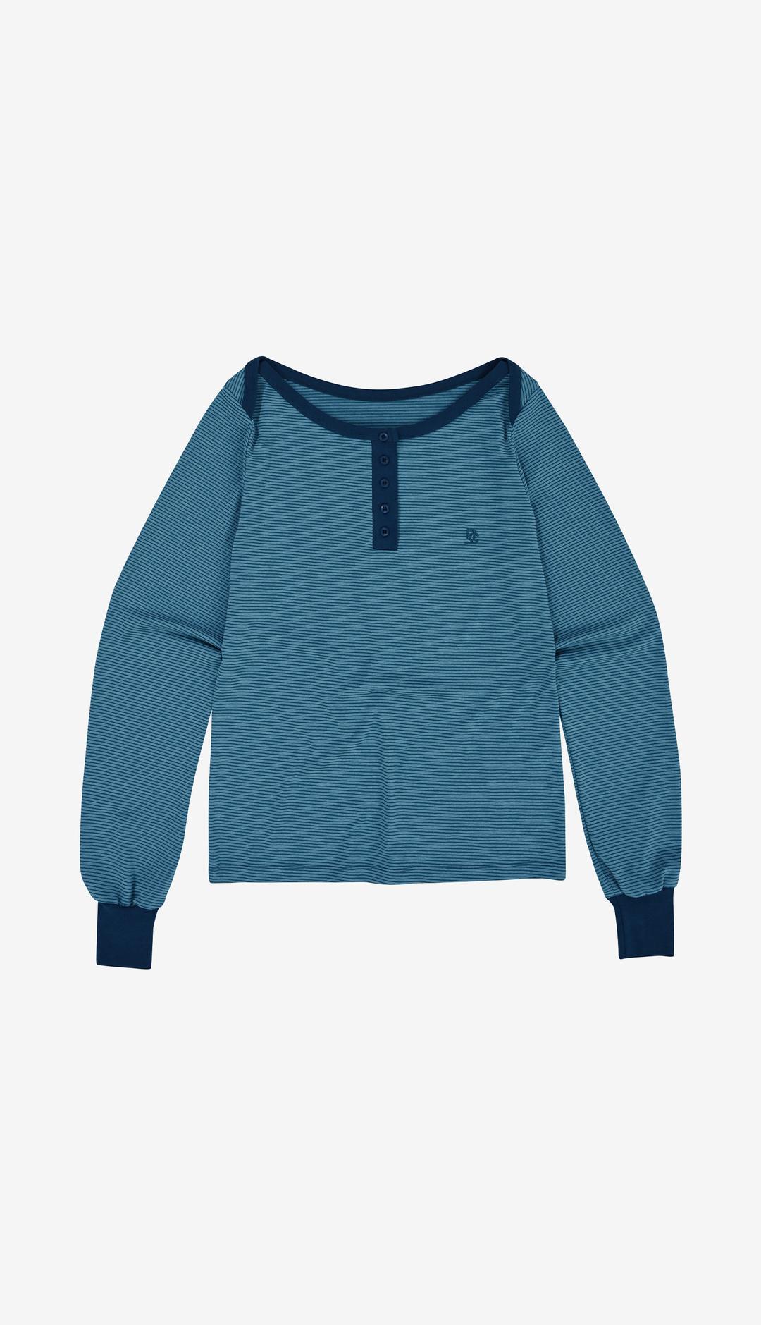 227. Boatneck Stripe T _ Blue