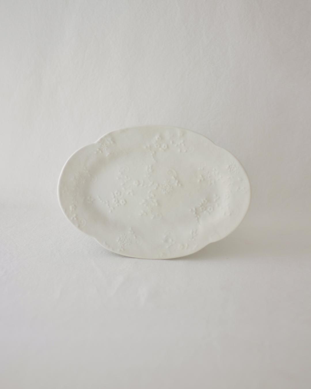 [프리오더] Flower lace oval plate (S)