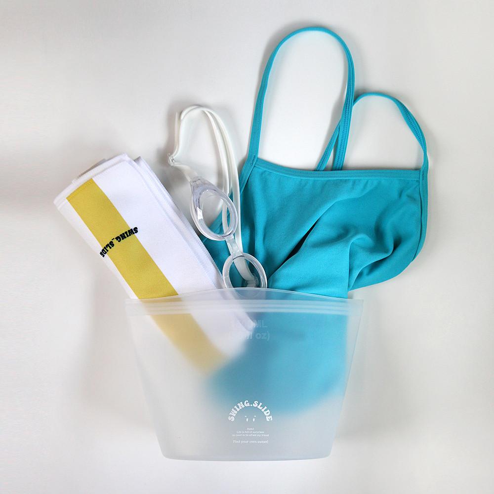 실리콘 지퍼백 스탠딩 다회용 수영 파우치