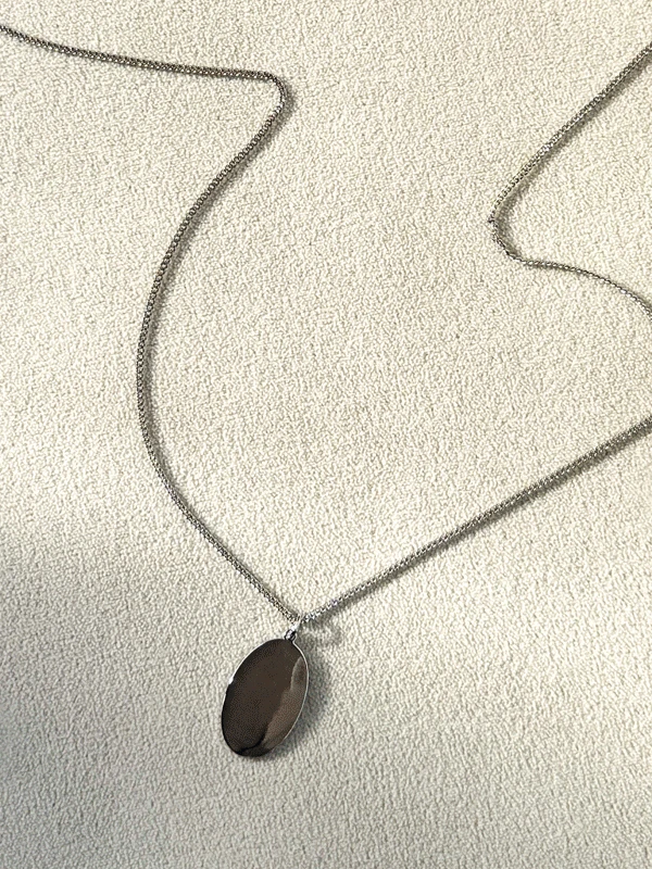 미러 타원 롱목걸이